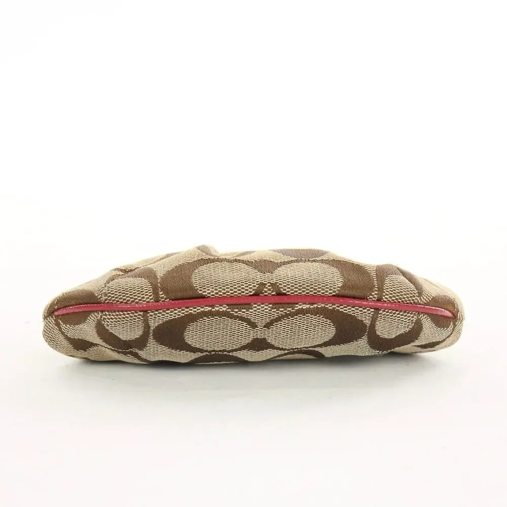 Coach Vintage Y2K Nora Khaki Brown Signature Jacquard Kiss Lock Coin Wallet - Picture 5 of 7